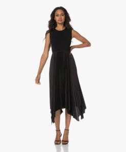 Joseph Dera Mixed Media Plissé Midi Jurk - Zwart -Mode Kleding 230627 1a7a3b76 9ba5 46c8 afbb 175003a93dbd
