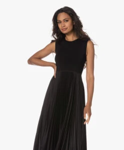 Joseph Dera Mixed Media Plissé Midi Jurk - Zwart -Mode Kleding 230627 91c2c229 7199 468e 92b6 17c3a7acc2f1