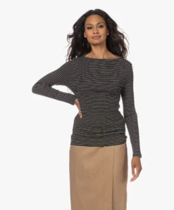 Closed Gestreepte Longsleeve Met Boothals - Zwart -Mode Kleding 230629 2109ec40 fc0b 411a 934f 97c07a9a8e30