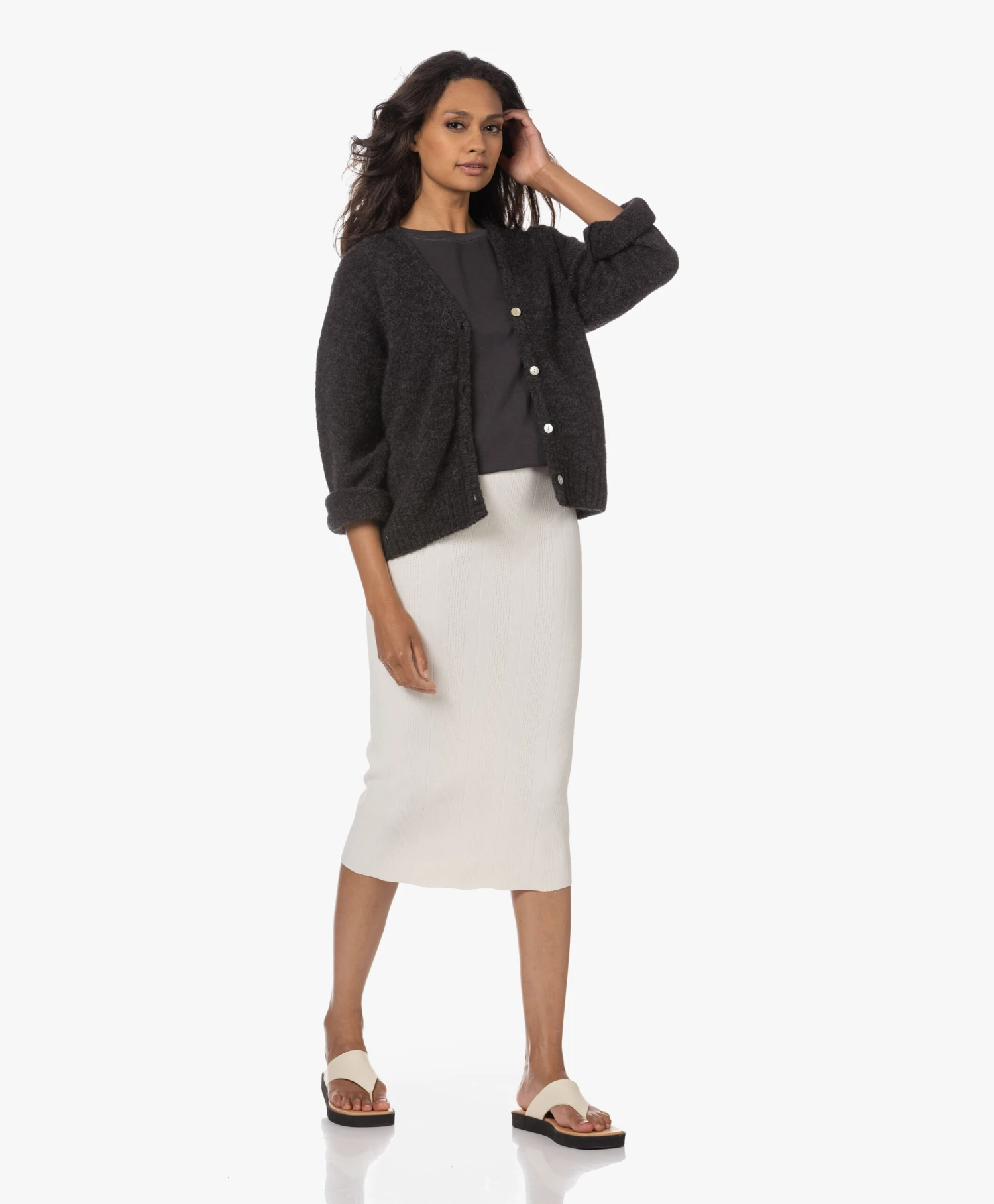 Iro Pointelle Midi-Rok - Mastic 2 Iro Pointelle Midi-Rok - Mastic - Afbeelding 2