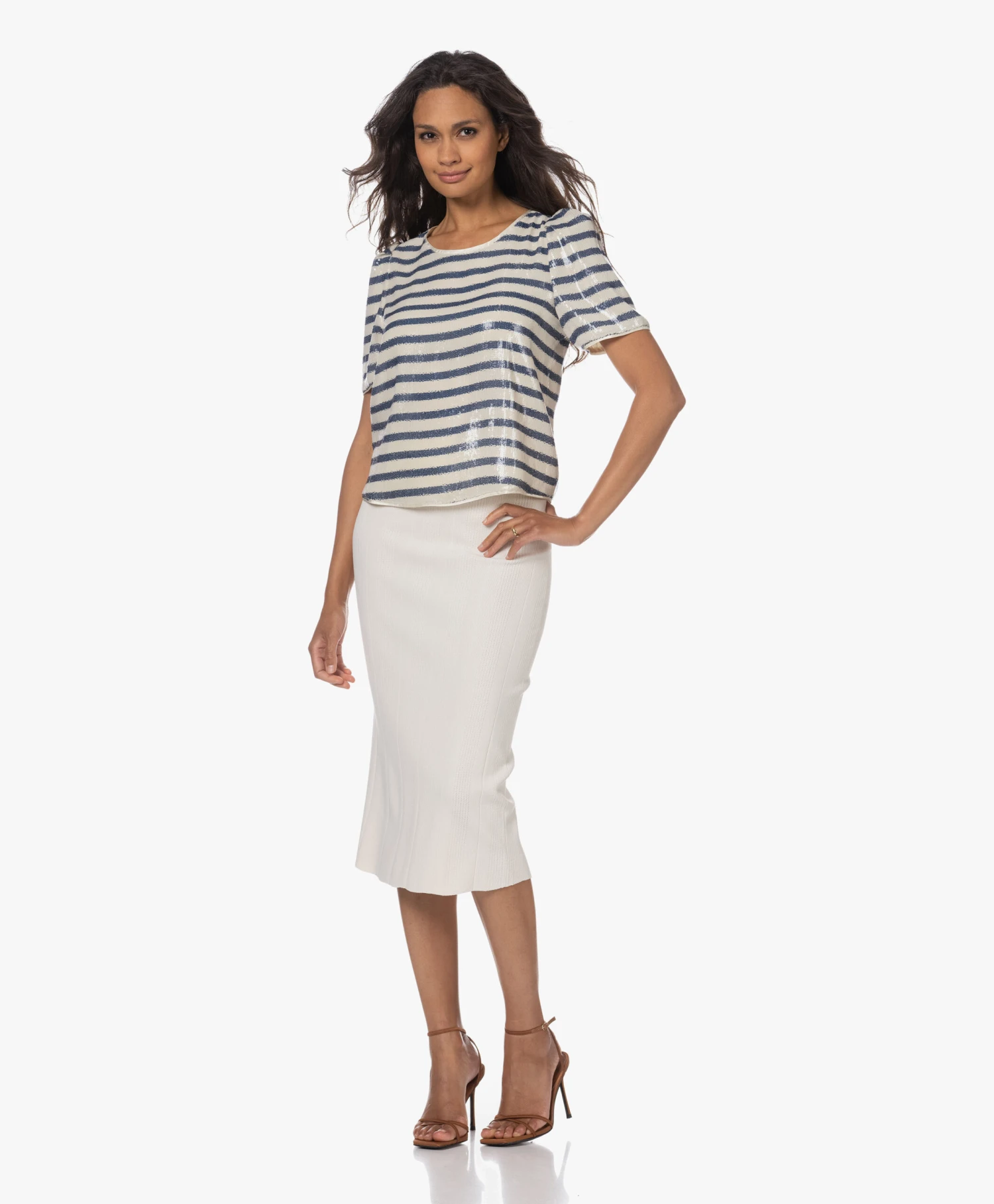 Zadig & Voltaire Tchao Sequins Stripe Blousetop - Judo 2 Zadig & Voltaire Tchao Sequins Stripe Blousetop - Judo - Afbeelding 2