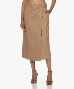 Vince Linnen-Viscose Midi Wikkelrok - Sandshell