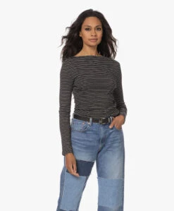 Closed Gestreepte Longsleeve Met Boothals - Zwart -Mode Kleding 230629 a737004d d2e7 4da7 b636 b99a3ae34995