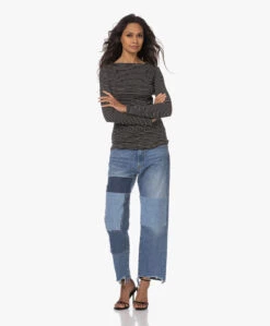 Closed Gestreepte Longsleeve Met Boothals - Zwart -Mode Kleding 230629 ab1567c5 01e4 4902 9aaa 1860ca381394