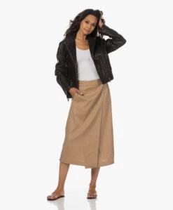 Vince Linnen-Viscose Midi Wikkelrok - Sandshell -Mode Kleding 230629 b18e5c66 a074 4283 827b 60243a999650