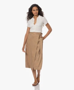 Vince Linnen-Viscose Midi Wikkelrok - Sandshell -Mode Kleding 230629 eb1d25c7 af95 462e b6d8 e9d2ac45671f