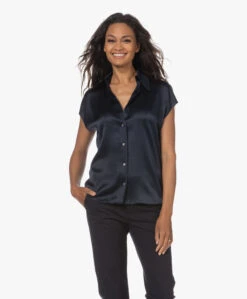 Vince Zijde-Satijnen Korte Mouwen Blouse - Coastal -Mode Kleding 230629 ebdab26f 9aba 4f2a 99c7 be25b6644c23