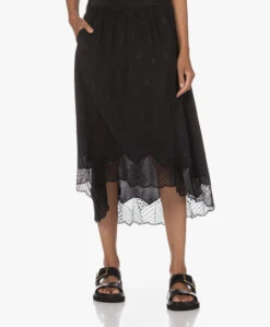 Zadig & Voltaire Joslin Zijden Jacquard Guitar Rok - Zwart