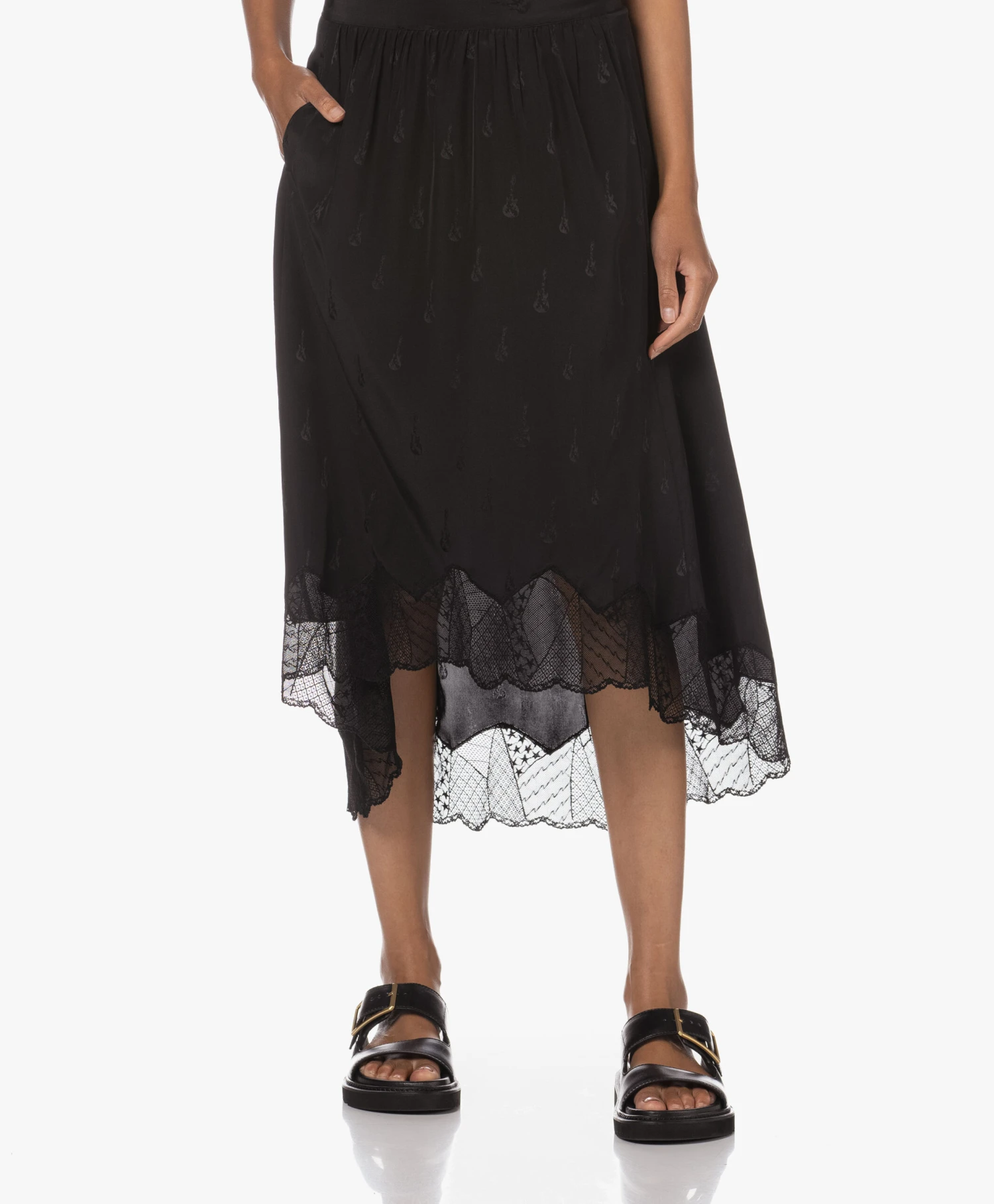 Zadig & Voltaire Joslin Zijden Jacquard Guitar Rok - Zwart 1 Zadig & Voltaire Joslin Zijden Jacquard Guitar Rok - Zwart