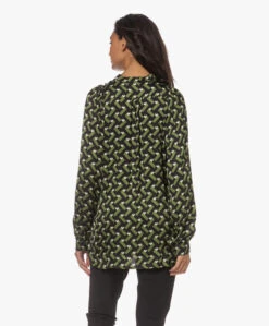 Lasalle Satijnen Blouse Met Geometrische Print - Groen/Zwart -Mode Kleding 230706 ce681ee4 ef24 4bcf aa6c 8f1e48fcd716