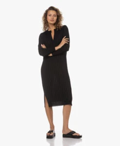 Sibin/Linnebjerg Alberta Merinwollen Rib Gebreide Jurk - Zwart -Mode Kleding 230711 0a3de921 c777 47ad 92f8 0b91d92366dd