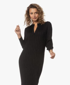 Sibin/Linnebjerg Alberta Merinwollen Rib Gebreide Jurk - Zwart -Mode Kleding 230711 24a20b47 b1cb 4d37 9b08 18ae570dab08