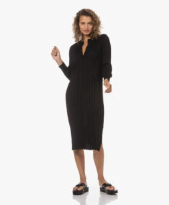 Sibin/Linnebjerg Alberta Merinwollen Rib Gebreide Jurk - Zwart -Mode Kleding 230711 2abdd036 b573 4023 8615 e6d19a4e68e2