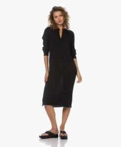 Sibin/Linnebjerg Alberta Merinwollen Rib Gebreide Jurk - Zwart -Mode Kleding 230711 ba090d51 6c40 4ea3 ad22 dc897db1b433