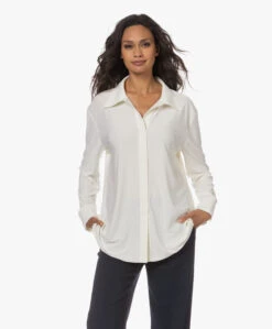 Norma Kamali Boyfriend Tech Jersey Blouse - Ivoor -Mode Kleding 230713 0ea67f79 8057 4b6e b6f4 1c9197b2edeb