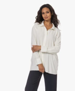 Norma Kamali Boyfriend Tech Jersey Blouse - Ivoor -Mode Kleding 230713 1ca83414 2785 4662 ad74 8b9f5fab879e