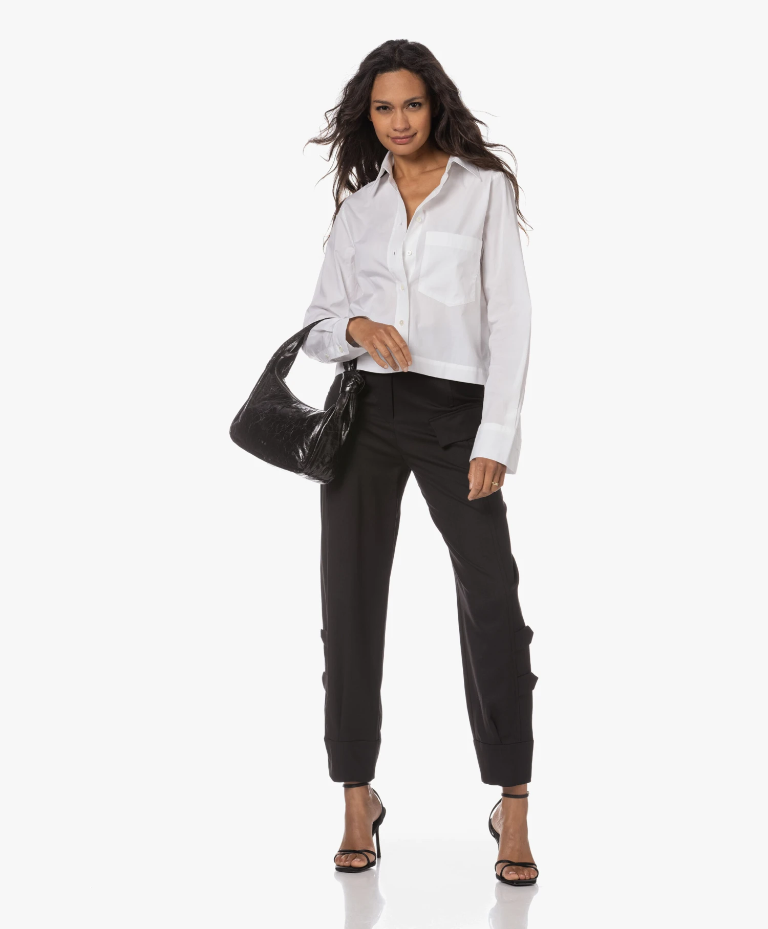 Closed Cropped Overhemdblouse - Wit 2 Closed Cropped Overhemdblouse - Wit - Afbeelding 2