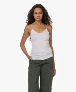 Hanro Cotton Seamless V-Hals Spaghetti Top - Wit -Mode Kleding 230713 7672e16c 699f 4e38 a227 245358344858