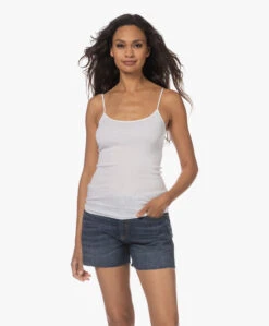 Hanro Cotton Seamless R-Hals Spaghetti Top - Wit