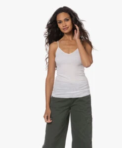 Hanro Cotton Seamless V-Hals Spaghetti Top - Wit -Mode Kleding 230713 e4664070 b8c2 474c 8d56 c14776680d44