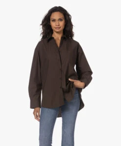 Filippa K Sammy Puur Katoenen Overhemd - Dark Chocolate