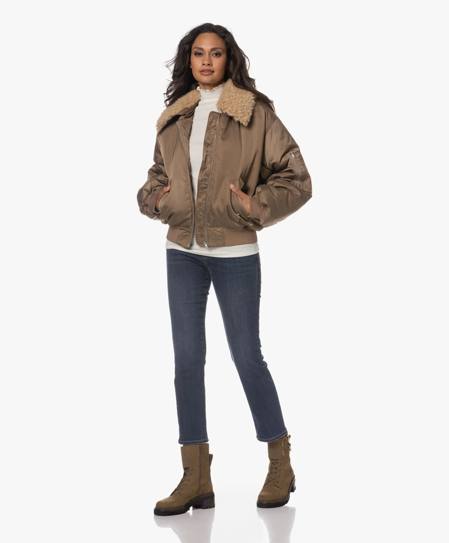 See By Chloé Mallory Combat Hoge Leren Enkellaarzen - Olive 10 See By Chloé Mallory Combat Hoge Leren Enkellaarzen - Olive - Afbeelding 10