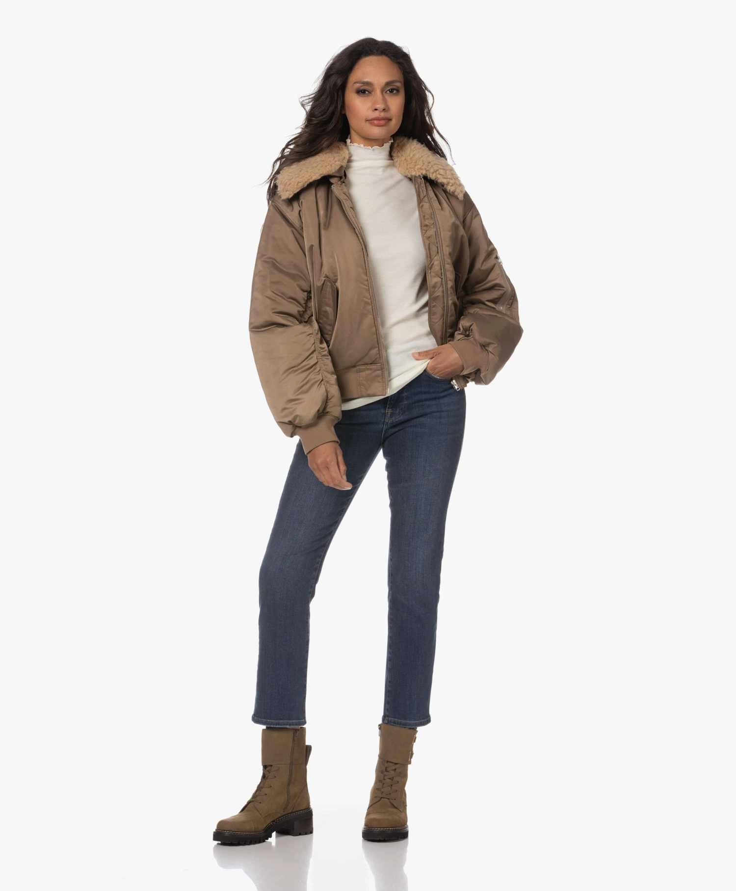 See By Chloé Mallory Combat Hoge Leren Enkellaarzen - Olive 2 See By Chloé Mallory Combat Hoge Leren Enkellaarzen - Olive - Afbeelding 2