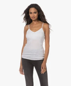 Hanro Padded Katoenen Spaghetti Top - Wit