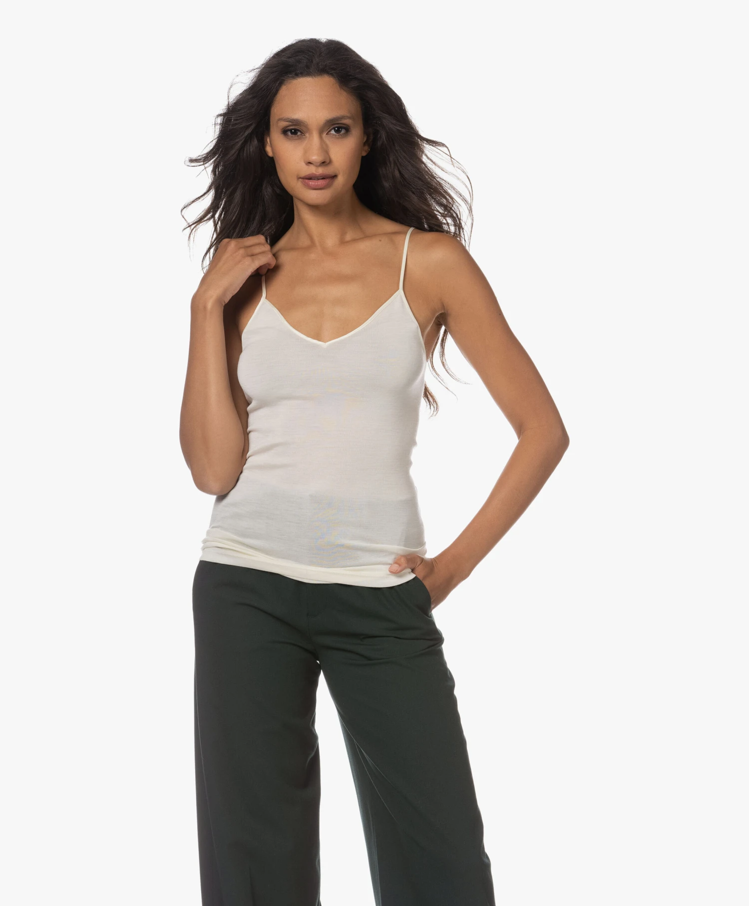 Hanro Wol-Zijde Spaghettitop - Cygne 1 Hanro Wol-Zijde Spaghettitop - Cygne