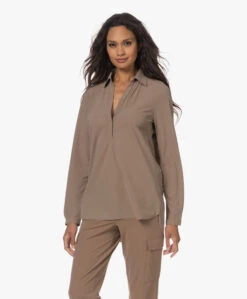 Japantky Meky Travel Jersey Splithals Blouse - Walnut -Mode Kleding 230720 b35dd395 a3b0 471c b6fd 46eeb85d9323