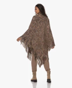 Manos Del Uruguay Merino Wolmix Poncho - Roze/Bruin/Grijs -Mode Kleding 230720 b6b0c23e 8f41 48b3 a100 013c53419f4a