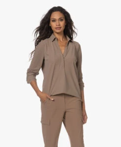 Japantky Meky Travel Jersey Splithals Blouse - Walnut -Mode Kleding 230720 e633b0e3 d50a 4a28 a404 6a76c3c7e334