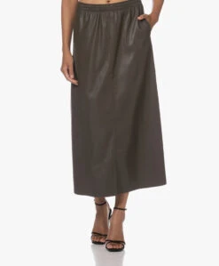 Japantky Konomi Vegan Leren Lange Rok - Khaki