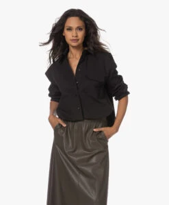 Anine Bing Travis Cropped Overhemd - Zwart