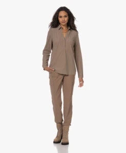 Japantky Meky Travel Jersey Splithals Blouse - Walnut -Mode Kleding 230720 f1120922 4962 4865 987b fcdd3cc4c99f