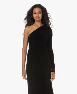 Filippa K One-Shoulder Chenille Gebreide Midi Jurk - Zwart -Mode Kleding 230720 fe703b4b b23c 438d 971e 4a15298f4248