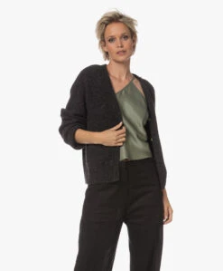 American Vintage East Alpacamix Doorknoopvest - Charcoal Melange -Mode Kleding 230724 585a3f60 6ba4 45ea b2ff 7b804377d389