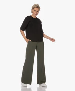 Lasalle Tech Jersey Broek Met Wijde Pijpen - Moss -Mode Kleding 230724 86881235 44f5 4085 b041 a917be28f997