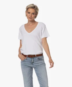 Denham Ramona Katoenen V-Hals T-Shirt - Wit -Mode Kleding 230724 e7836992 7bdc 4824 b5a5 752386b5edde