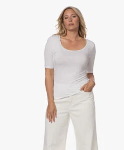 No Man'S Land Viscose T-Shirt Met Halflange Mouwen - Wit -Mode Kleding 230725 7f3d3ab9 b7af 4ab9 9718 170e795047e7