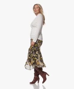 Kyra Vanessa Seersucker Print Rok - Yellow Curry -Mode Kleding 230725 a40b5356 f187 4cf2 a057 6a48d7c37f3e