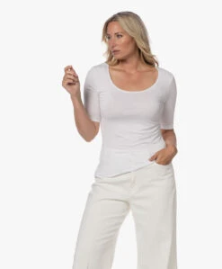 No Man'S Land Viscose T-Shirt Met Halflange Mouwen - Wit -Mode Kleding 230725 c256c24d 5325 4d49 bef9 a022aa9930df