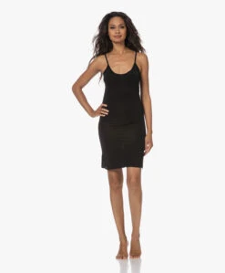 By-Bar Basic Lichtgewicht Viscose Jersey Onderjurk - Zwart