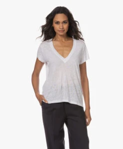 Iro Rodeo Linnen V-Hals T-Shirt - Wit -Mode Kleding 230801 8fcccb74 e0e5 4292 855c 7b4291441f20