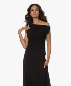 Norma Kamali Drop Shoulder Tech Jersey Top - Zwart -Mode Kleding 230801 b0abcc05 6e7f 4a18 8b67 46c3fa0eff81