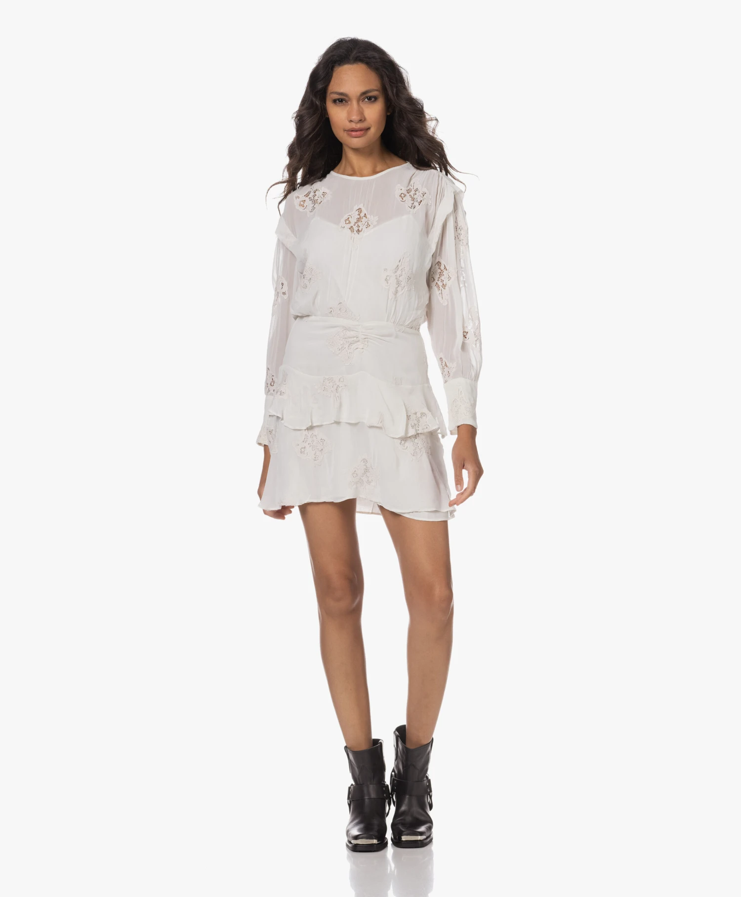 Iro Levoca Crêpe Kanten Mini Jurk - Ecru 13 Iro Levoca Crêpe Kanten Mini Jurk - Ecru - Afbeelding 13