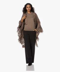 Manos Del Uruguay Merino Wolmix Poncho - Roze/Bruin/Grijs -Mode Kleding 230802 a0a3b022 ee3f 4134 9dc5 82ba19e6e2a6