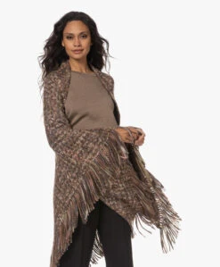 Manos Del Uruguay Merino Wolmix Poncho - Roze/Bruin/Grijs -Mode Kleding 230802 a92c4807 319b 4003 8518 5861a75bb69a