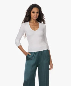 Rag & Bone The Essential Rib Vee Longsleeve - Wit