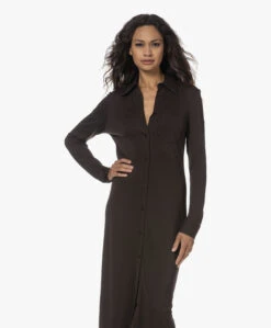 Filippa K Jersey Maxi Blousejurk - Dark Chocolate -Mode Kleding 230808 43a988e4 142c 4c0f 8f3a 5daf1ab043b2